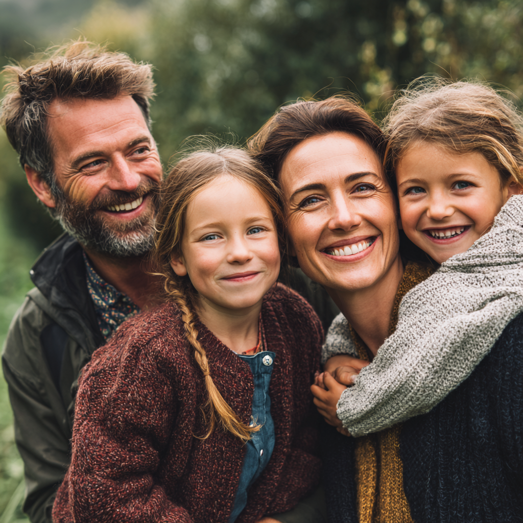 Smiling European woman in her 40s eating fresh vegetables and fruits, holding a colorful salad bowl, natural lighting, healthy lifestyle concept
