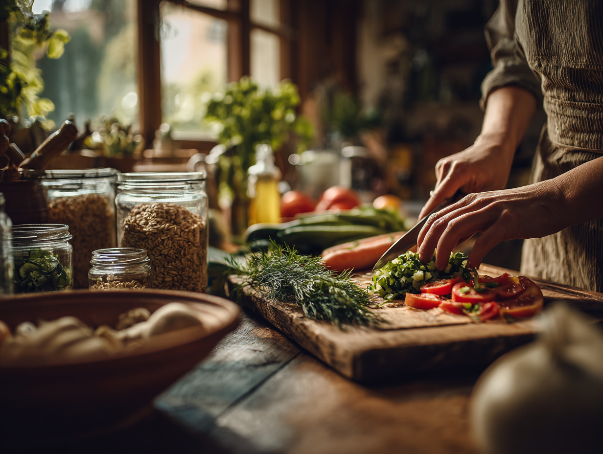 Peaceful European woman in her 30s sleeping in a comfortable bed with natural bedding, morning sunlight streaming through window, serene bedroom environment